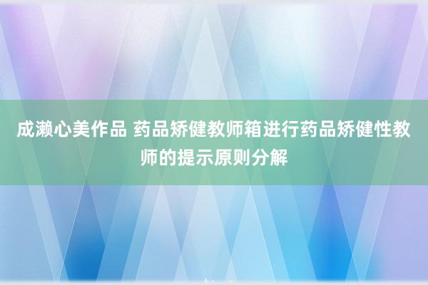 成濑心美作品 药品矫健教师箱进行药品矫健性教师的提示原则分解