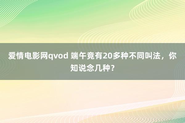 爱情电影网qvod 端午竟有20多种不同叫法，你知说念几种？