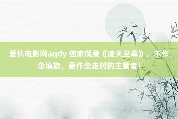 爱情电影网aqdy 独家保藏《凌天至尊》，不作念填旋，要作念走时的主管者！