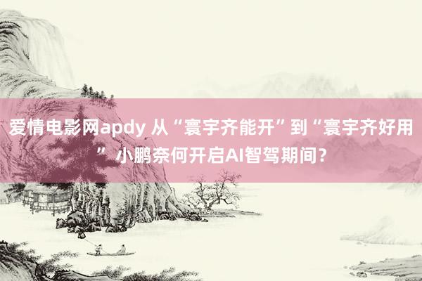 爱情电影网apdy 从“寰宇齐能开”到“寰宇齐好用” 小鹏奈何开启AI智驾期间？