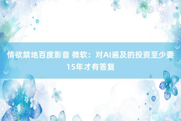 情欲禁地百度影音 微软：对AI遍及的投资至少要15年才有答复