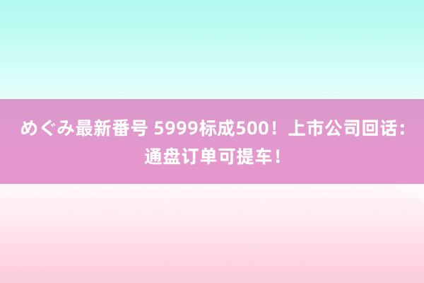 めぐみ最新番号 5999标成500！上市公司回话：通盘订单可提车！