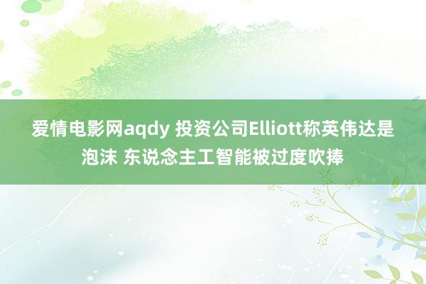 爱情电影网aqdy 投资公司Elliott称英伟达是泡沫 东说念主工智能被过度吹捧