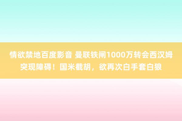 情欲禁地百度影音 曼联铁闸1000万转会西汉姆突现障碍！国米截胡，欲再次白手套白狼