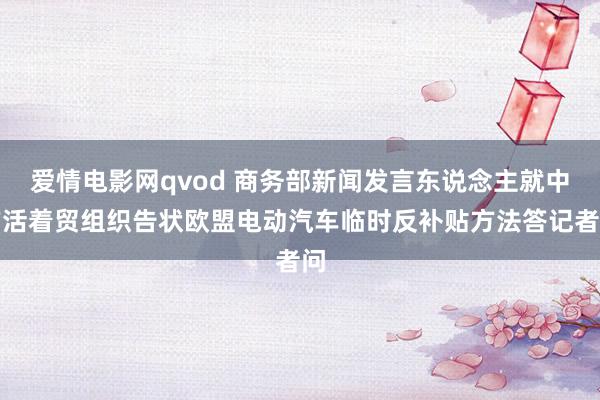 爱情电影网qvod 商务部新闻发言东说念主就中方活着贸组织告状欧盟电动汽车临时反补贴方法答记者问