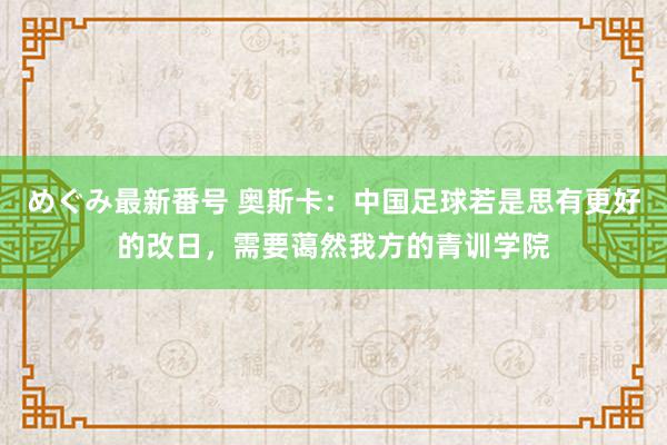 めぐみ最新番号 奥斯卡：中国足球若是思有更好的改日，需要蔼然我方的青训学院