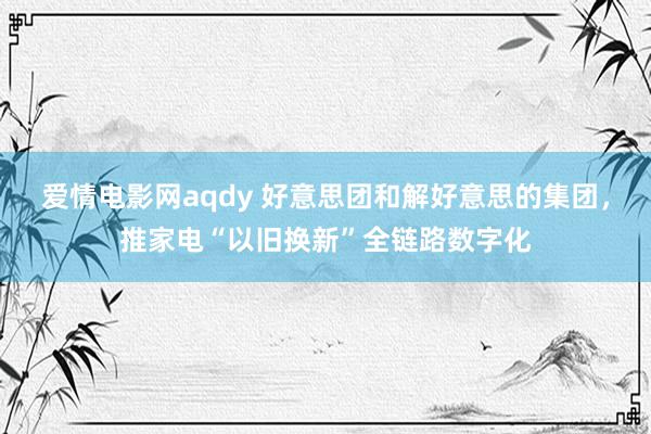 爱情电影网aqdy 好意思团和解好意思的集团，推家电“以旧换新”全链路数字化