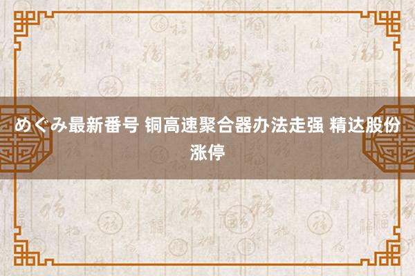 めぐみ最新番号 铜高速聚合器办法走强 精达股份涨停