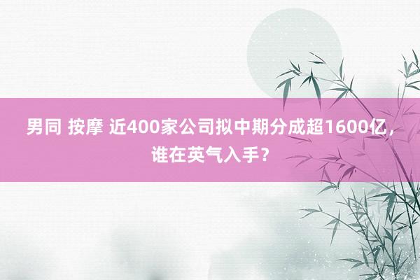 男同 按摩 近400家公司拟中期分成超1600亿，谁在英气入手？